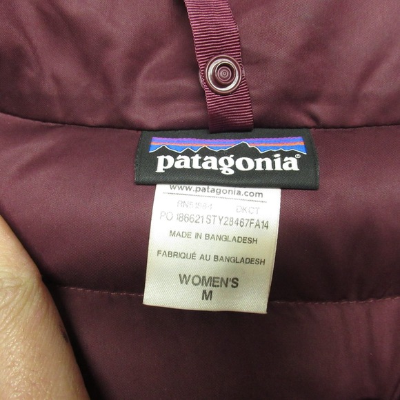 Patagonia Down Jacket Womens Medium Maroon Insulated Quilted Downtown Loft Parka - Picture 7 of 15